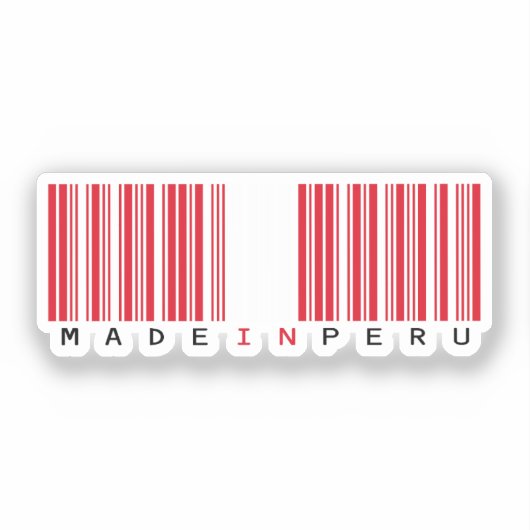 Made in Peru Streepjescode Vlag Sticker (Voorkant)