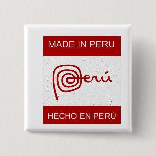 Made in Peru Vierkante Button 5,1 Cm