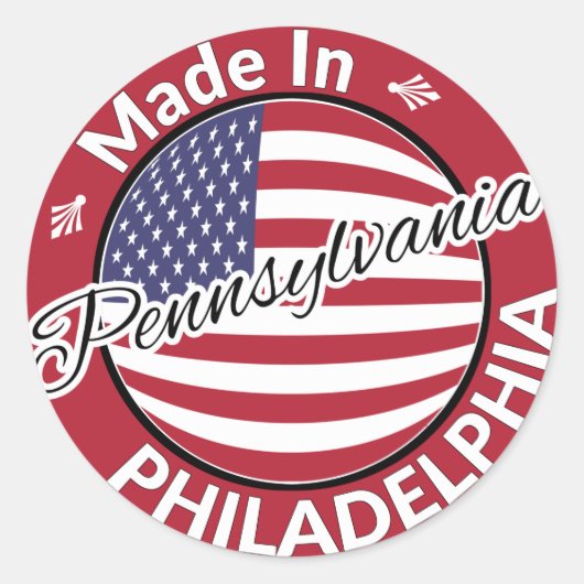 Made in Philadelphia Pennsylvania Vlag Ronde Sticker (Voorkant)