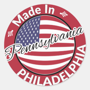 Made in Philadelphia Pennsylvania Vlag Ronde Sticker