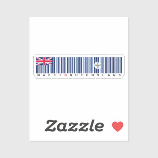 Made in Queensland Barcode Flag Sticker (Vel)