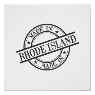 Made in Rhode Island Stamp Style Symbol Black Poster