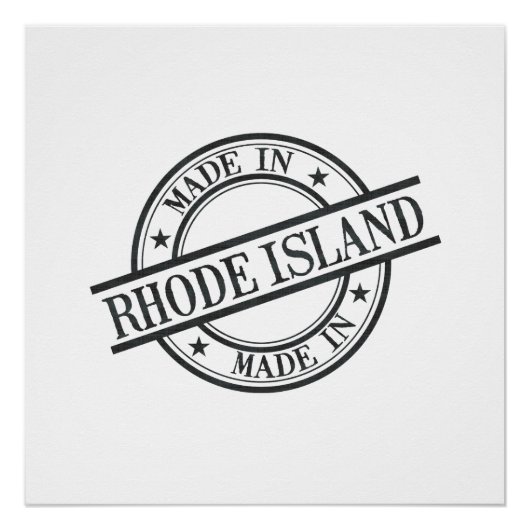 Made in Rhode Island Stamp Style Symbol Black Poster (Voorkant)