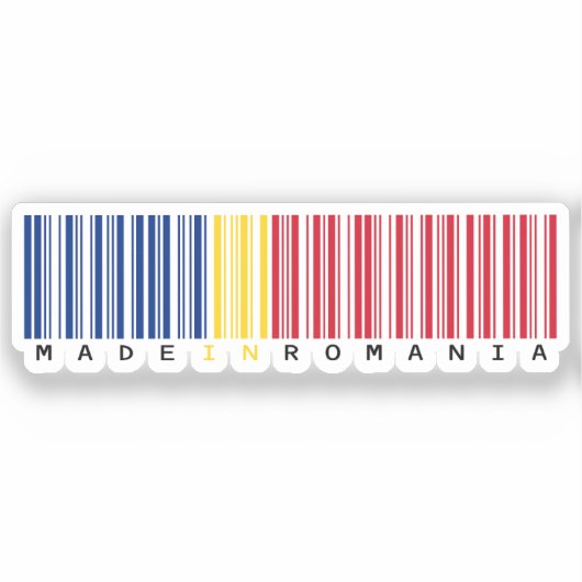 Made in Romania Barcode Flag Sticker (Voorkant)