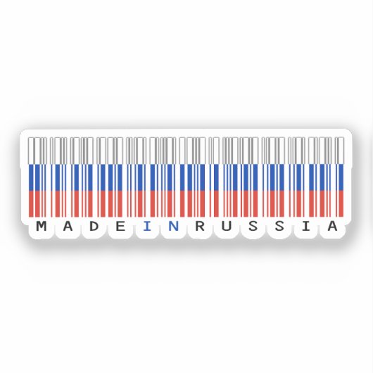 Made in Russia Barcode Flag Sticker (Voorkant)