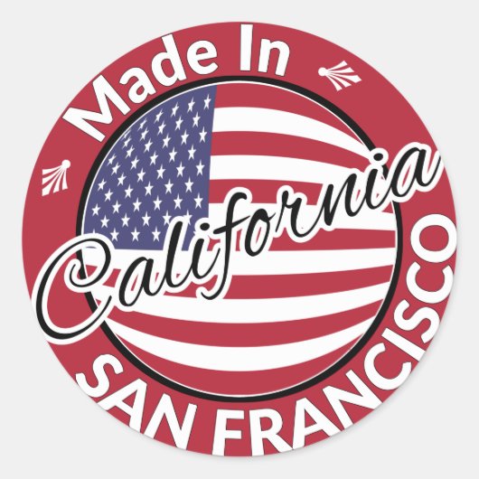 Made in San Francisco California Vlag Ronde Sticker (Voorkant)