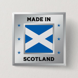 Made in Schotland Vierkante Button 5,1 Cm
