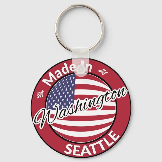 Made in Seattle Washington Vlag VS Sleutelhanger (Voorkant)