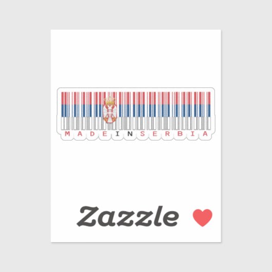 Made in Servië Barcode Vlag Sticker (Vel)