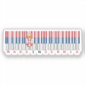 Made in Servië Barcode Vlag Sticker (Voorkant)