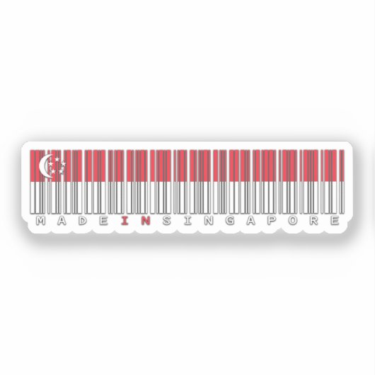 Made in Singapore Barcode Flag Design Sticker (Voorkant)