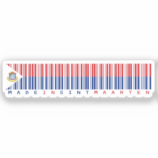Made in Sint Maarten Barcode Flag Sticker (Voorkant)