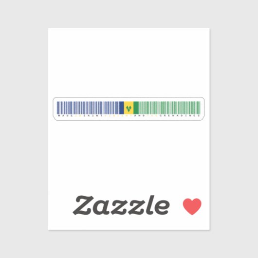 Made in St. Vincent Barcode Flag Sticker (Vel)