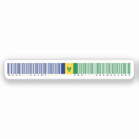 Made in St. Vincent Barcode Flag Sticker (Voorkant)
