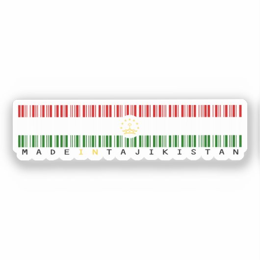 Made in Tajikistan Barcode Flag Design Sticker (Voorkant)