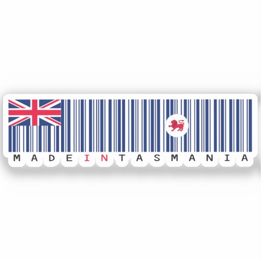 Made in Tasmania Barcode Flag Sticker (Voorkant)