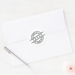 Made in Texas Black Stamp Style Logo Symbol Texan Ronde Sticker