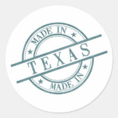 Made in Texas Green Round Rubber Stamp Texan Ronde Sticker (Voorkant)