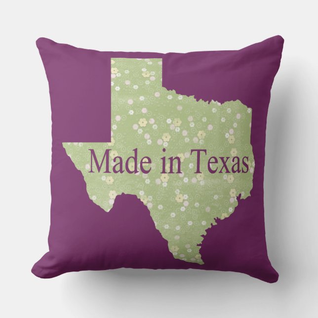Made in Texas Paarse Vierkante Worpkussen Kussen (Voorkant)