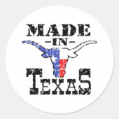 Made in Texas Ronde Sticker (Voorkant)