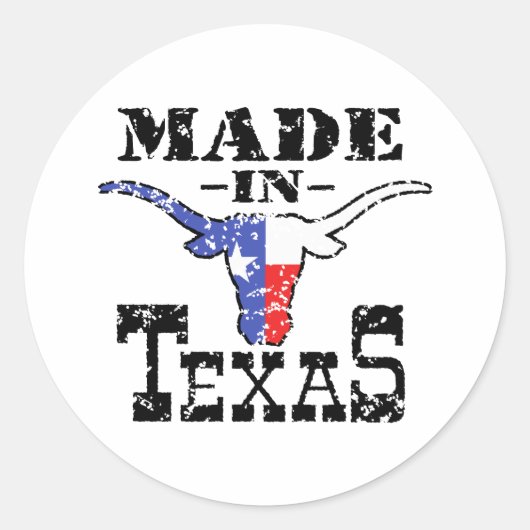 Made in Texas Ronde Sticker (Voorkant)