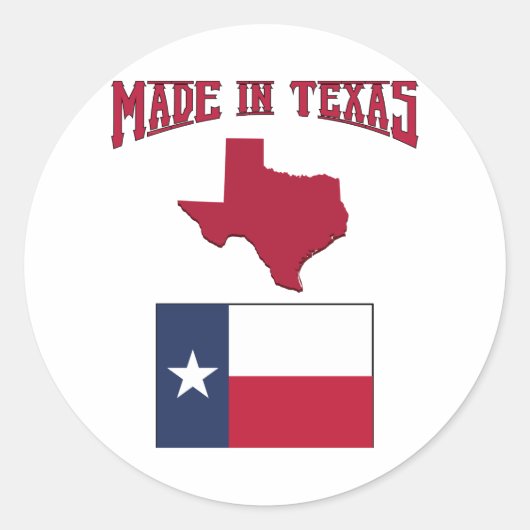 Made in Texas Ronde Sticker (Voorkant)