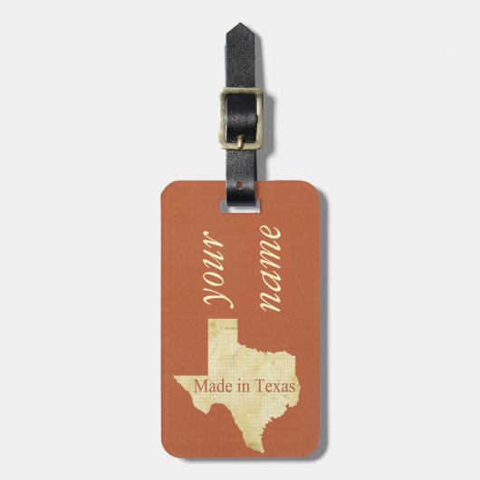 Made in Texas Rusty Red Bagagelabel (Voorkant verticaal)