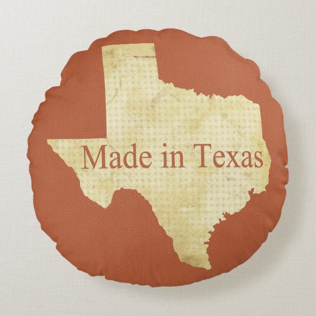 Made in Texas Rusty Red Round Sierkussen Rond Kussen (Voorkant)