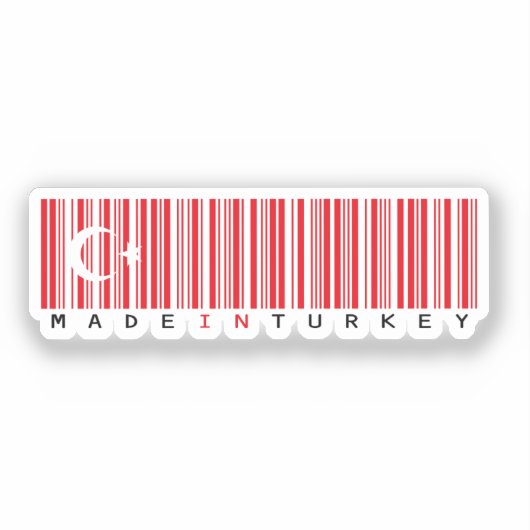 Made in Turkey Barcode Flag Sticker (Voorkant)