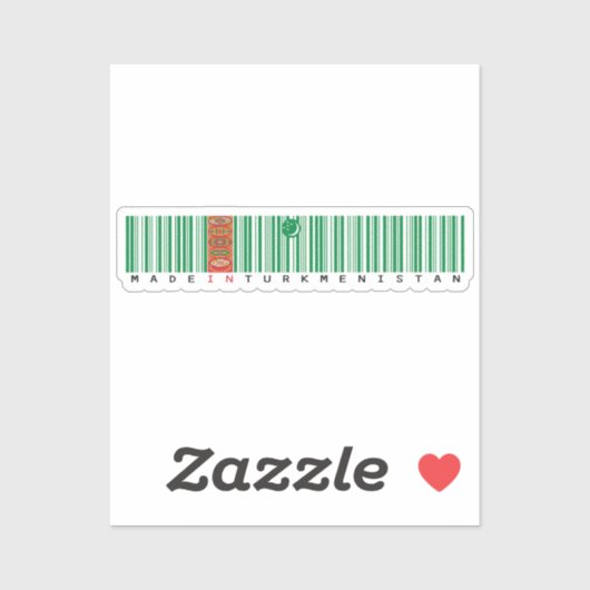 Made in Turkmenistan Barcode Flag Design Sticker (Vel)