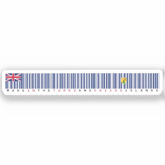 Made in Turks and Caicos Barcode Flag Sticker (Voorkant)