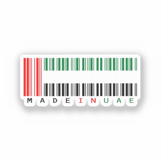 Made in UAE Barcode Flag Design Sticker (Voorkant)
