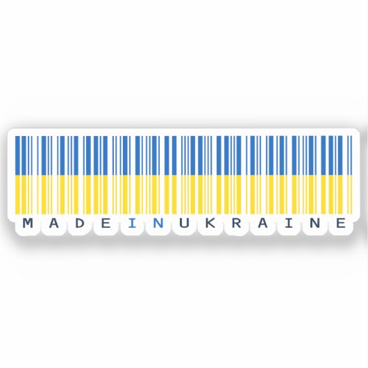 Made in Ukraine Barcode Flag Sticker (Voorkant)
