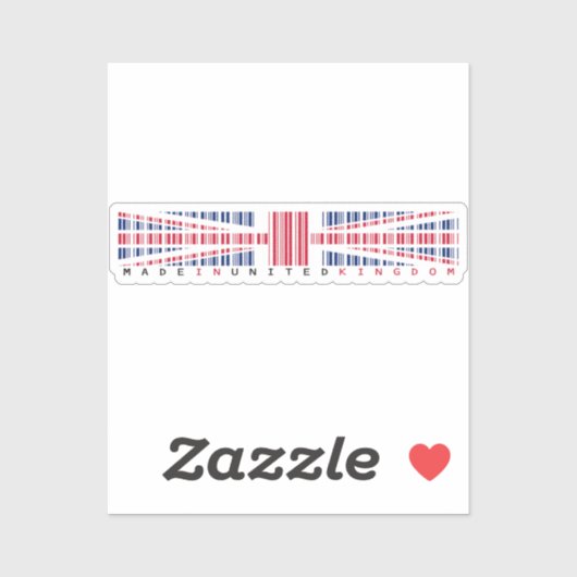Made in United Kingdom Barcode Flag Sticker (Vel)