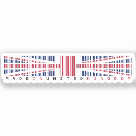 Made in United Kingdom Barcode Flag Sticker (Voorkant)