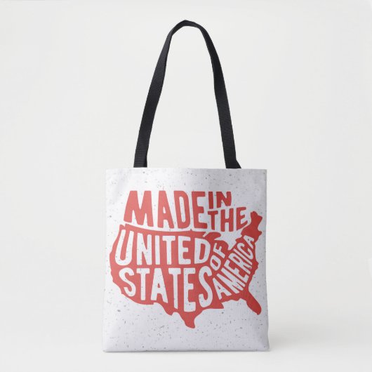 Made in United States Typografie Tote Bag (Voorkant)