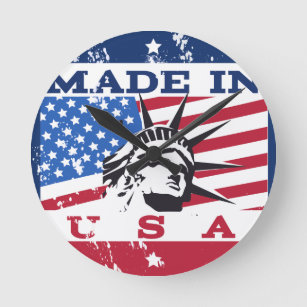 Made in USA Badge Ronde Klok