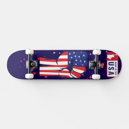 Made in USA Flag Fist Patriotic Complete  Persoonlijk Skateboard (Horizontaal)