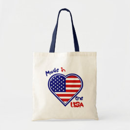 Made in USA Heart Flag Budget Canvas tas