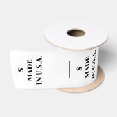 Made in USA kledinglabel – S maat geweven label Satijnen Lint (Spoel)