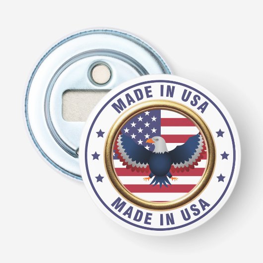 Made in USA Liberty Eagle Flesopener Button Flesopener (Voorkant)