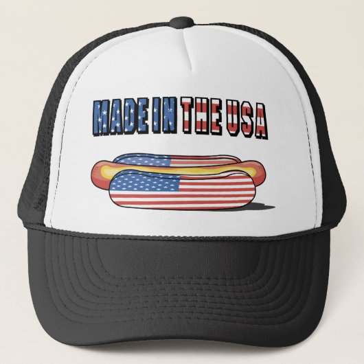 Made in USA Patriotic Hot Dog Trucker Pet (Voorkant)