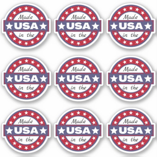 Made in USA Stars Red White Blue Editable Sticker (Voorkant)