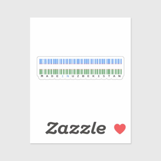 Made in Uzbekistan Barcode Flag Design Sticker (Vel)