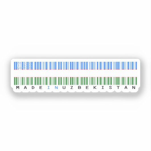 Made in Uzbekistan Barcode Flag Design Sticker (Voorkant)