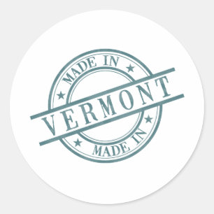 Made in Vermont Green Round Rubber Stamp Logo Ronde Sticker
