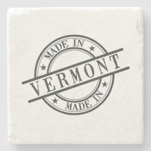 Made in Vermont Round Rubber Stamp Logo Black Stenen Onderzetter