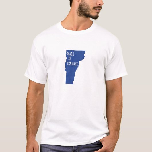 Made in Vermont Shaped Blue Vermonter Birth State T-shirt (Voorkant)