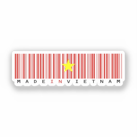 Made in Vietnam Barcode Flag Design Sticker (Voorkant)