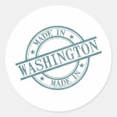 Made in Washington Green Round Rubber Stamp Logo Ronde Sticker (Voorkant)